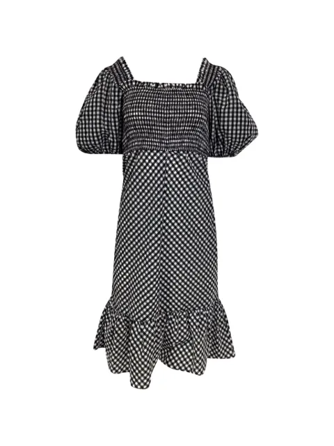 GANNI puff-sleeve midi dress Black TONPUUSCL460247W