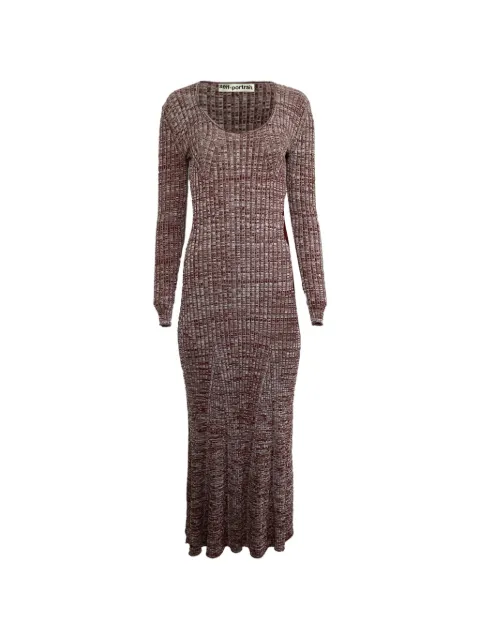 Self-Portrait lace-trimmed ribbed maxi dress Red NAPPUUSCL461362W