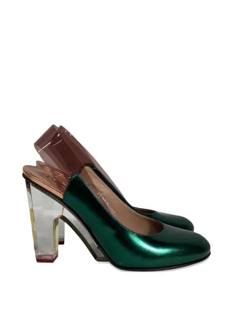 Dries Van Noten Pre-Owned metallic-effect heeled pumps Green NAPPUUSSH457262W