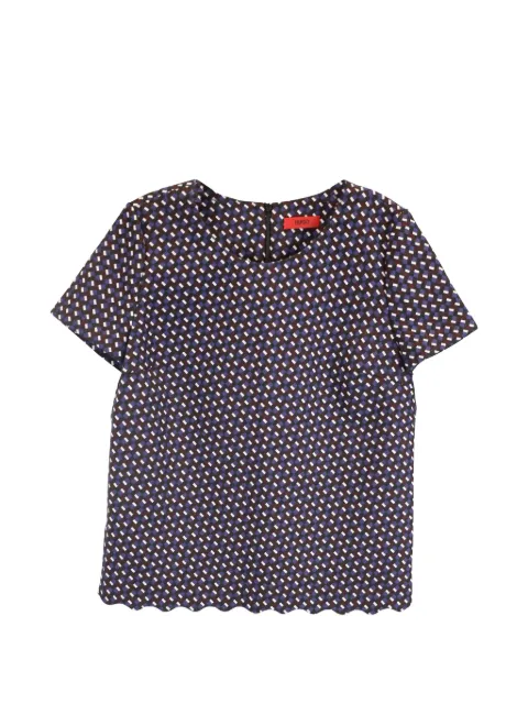 BOSS graphic scalloped short-sleeve top Blue NAPPUGBCL372390W