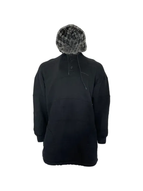 Balenciaga Pre-Owned logo-embroidered button-fastening hoodie Black BAPUUSCL424450M