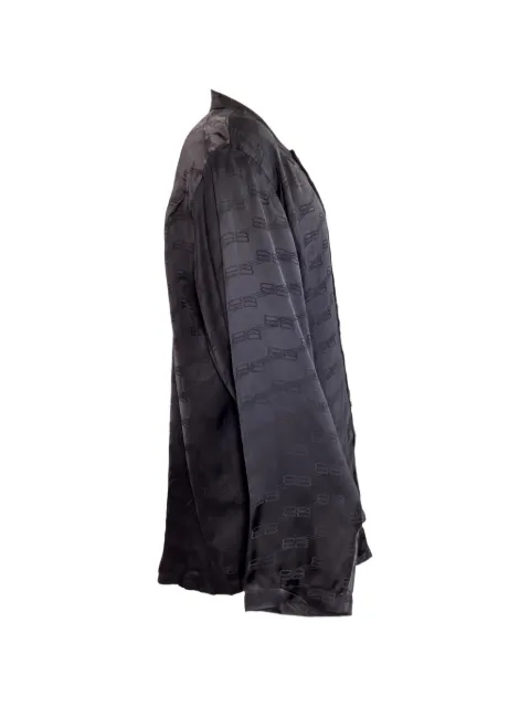 Balenciaga Pre-Owned logo-print silk long-sleeve shirt Black MRPPUUSCL447239M