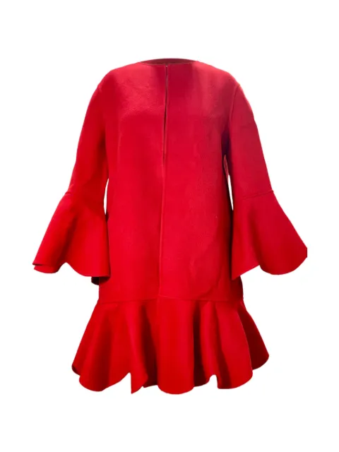 Valentino Garavani Pre-Owned ruffled hem bell sleeve coat Red NAPPUUSCL411272W