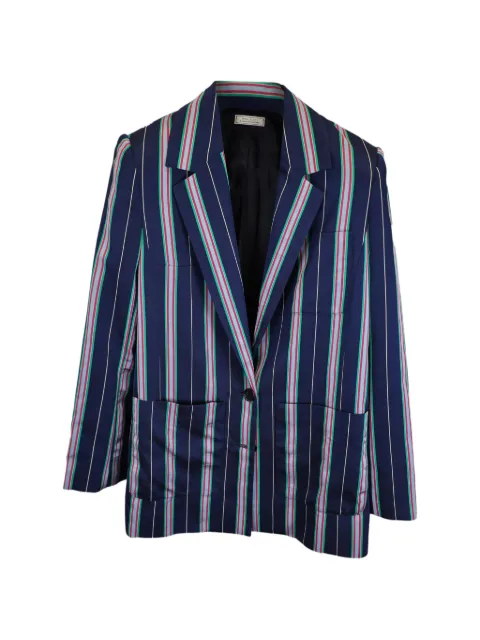 Nina Ricci Pre-Owned striped-pattern single-breasted blazer Blue TONPUUSCL398776W