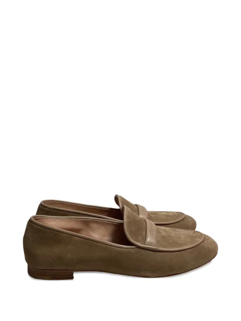 Gianvito Rossi logo suede loafers Neutrals NAPPUUSSH457584W