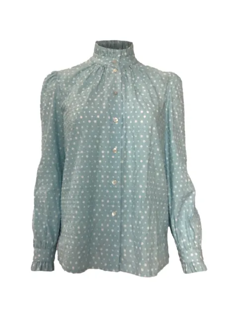 Marc Jacobs Vintage polka-dot ruffled blouse Blue NAPPUUSCL447264W