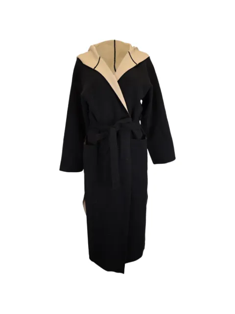 Max Mara belt-detail hooded coat Black NAPPUUSCL391356W