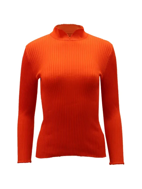 GANNI high-neck ribbed top Orange TONPUGBCL137714W