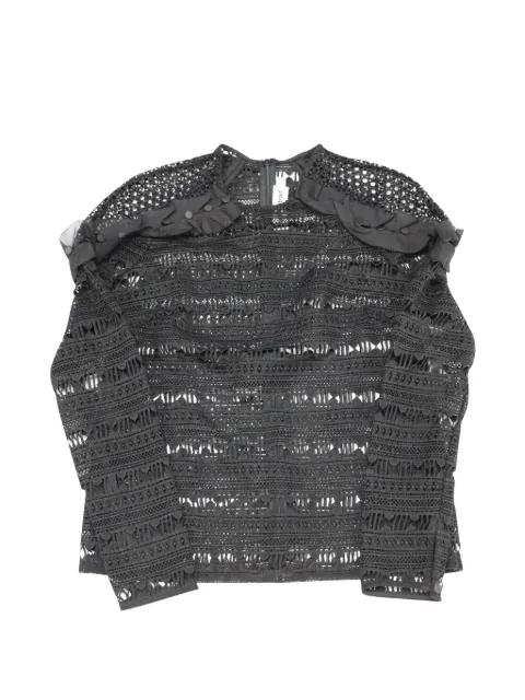 Self-Portrait ruffle-detail long-sleeve top Black NAPPUGBCL142143W