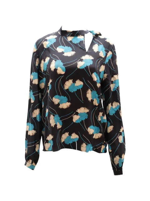 Rochas Vintage floral-print tied-neckline blouse Black NAPPUGBCL099426W