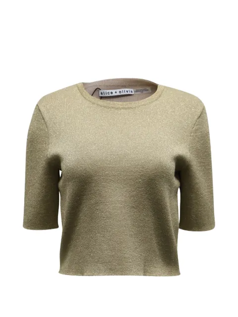 alice + olivia Ciara metallic cropped top Gold NAPPUGBCL157877W