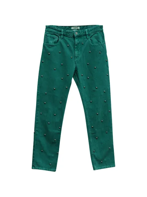 Isabel Marant Vintage 2017 pearl-embellished jeans Green NAPPUGBCL125663W