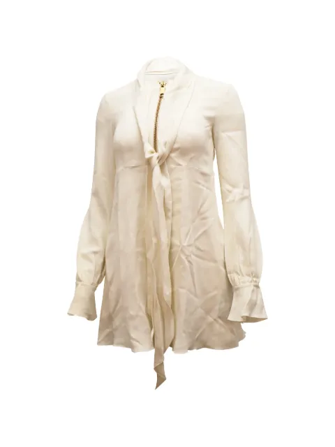 Rachel Zoe tie-neck puff-sleeve mini dress Neutrals NAPPUGBCL092613W
