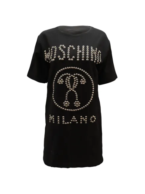 Moschino Pre-Owned studded-logo T-shirt dress Black NAPPUGBCL102307W