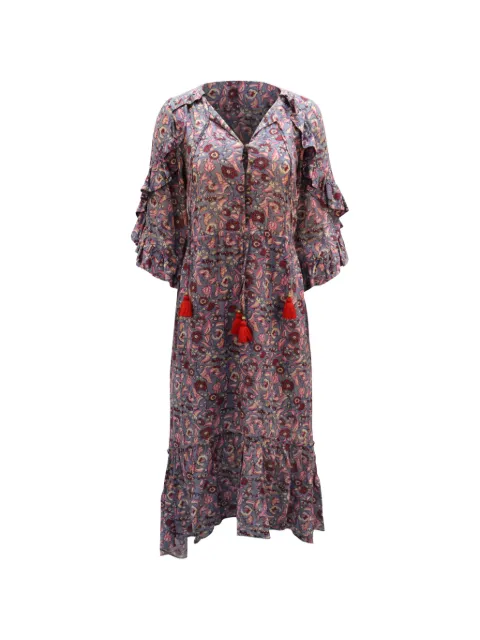Figue floral-print tassel-detail dress Blue NAPPUGBCL102330W