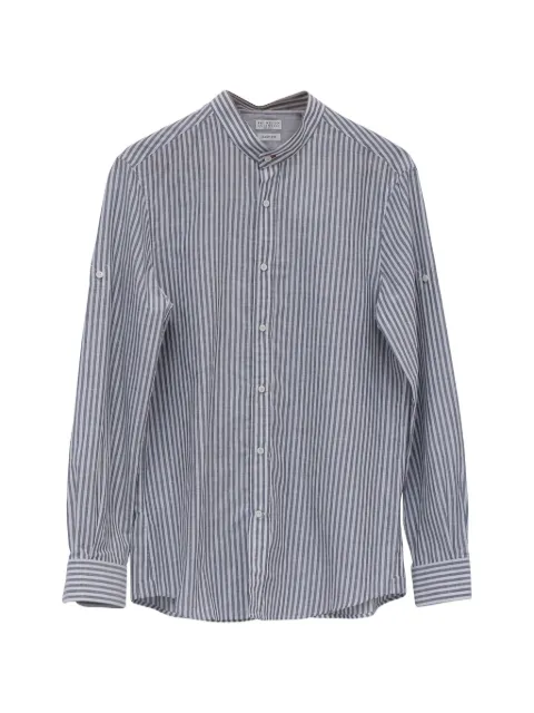 Brunello Cucinelli Vintage striped linen button-down shirt Grey MRPPUUSCL549281M