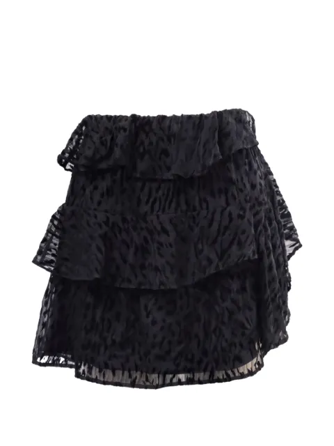 IRO leopard-flocked tiered mini skirt Black TONPUUSCL613861W
