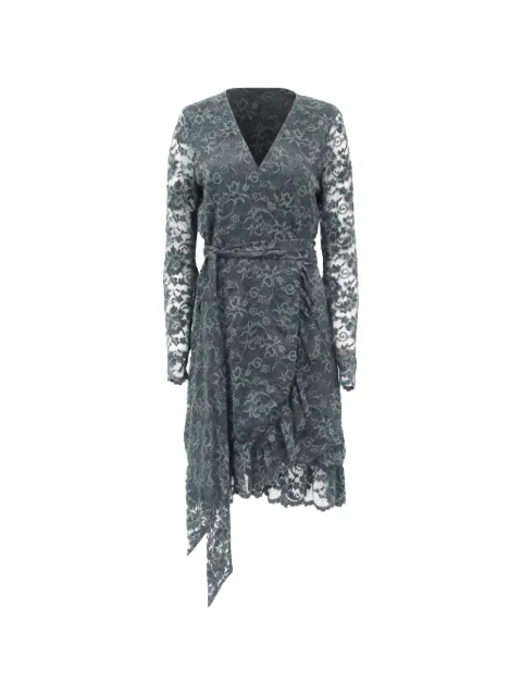 GANNI Flynn lace wrap dress Green NAPPUUSCL537876W