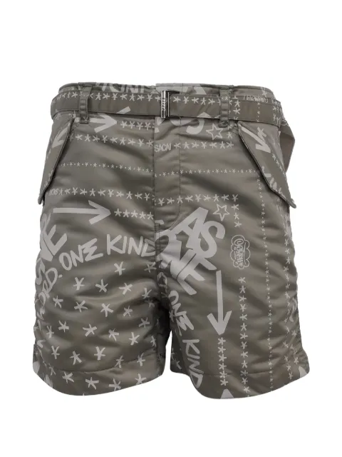 sacai printed belt-fastening shorts Green MRPPUUSCL580887M