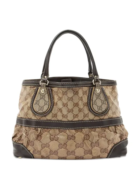 Gucci Pre-Owned gg-pattern supreme satchel Neutrals 40645640486984