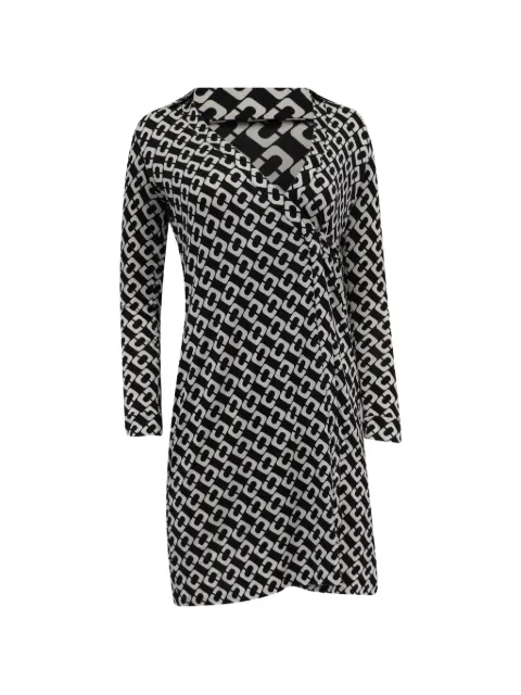 Diane Von Furstenberg Vintage printed wrap mini dress Black NAPPUUSCL507430W