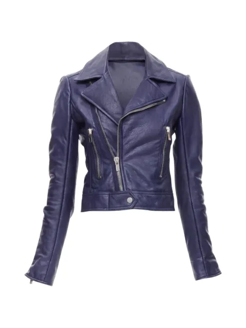 Balenciaga Pre-Owned 2014 biker leather jacket Blue LNKOA01842