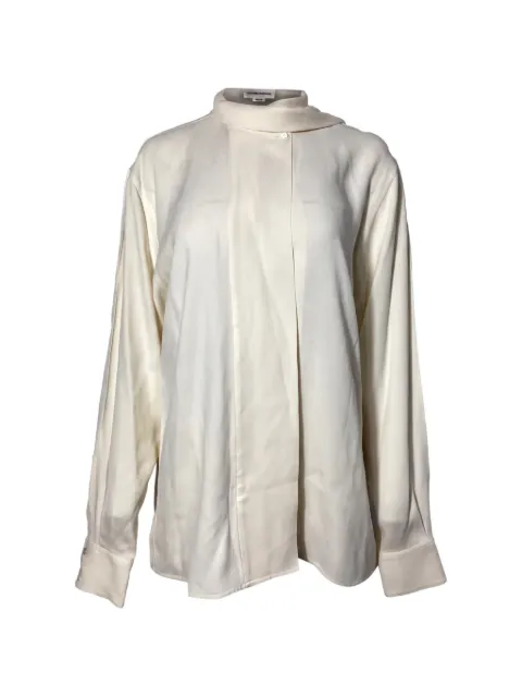 Victoria Beckham scarf-neck long-sleeve blouse Neutrals NAPPUUSCL461815W