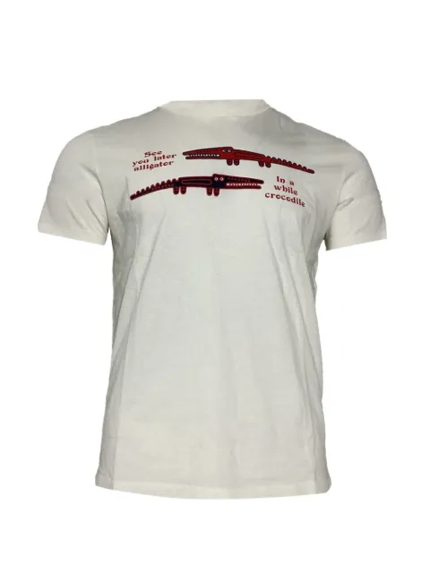 Moncler Vintage aligator-print crew-neck T-shirt White MRPPUUSCL457356M
