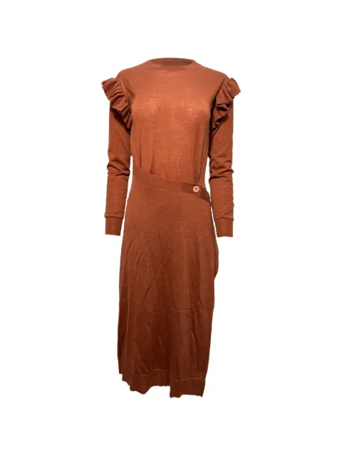 Ulla Johnson Leo ruffled-detail midi dress Brown NAPPUUSCL427828W
