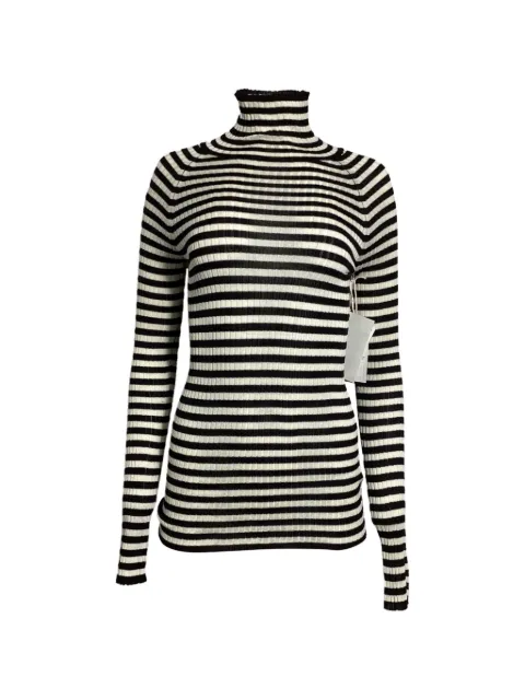 KHAITE Pre-Owned striped turtleneck sweater Black NAPPUUSCL459090W