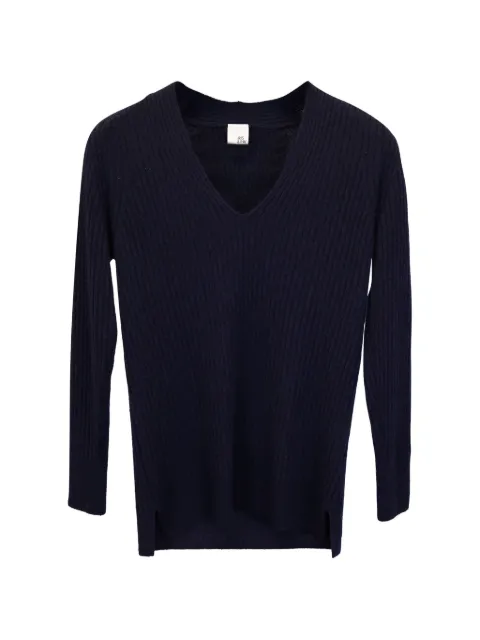 Iris & Ink V-neck ribbed sweater Blue TONPUGBCL283283W