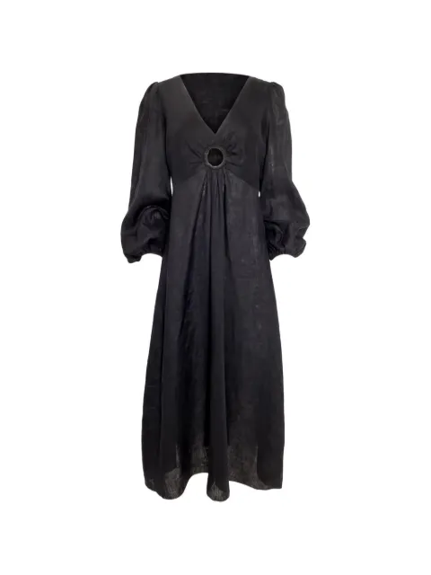ZIMMERMANN ring-detail balloon-sleeve midi dress Black NAPPUUSCL457267W