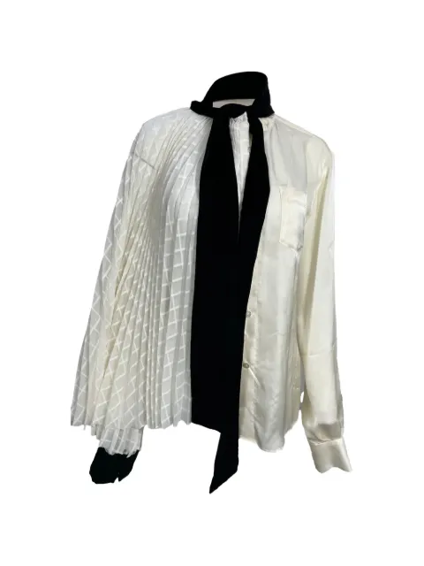 sacai pussy-bow pleated blouse White NAPPUUSCL416502W