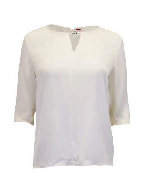 BOSS keyhole quarter-sleeves top Neutrals NAPPUGBCL266973W