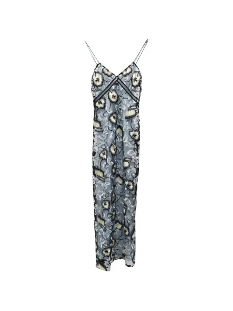 Self-Portrait embroidered slip dress Blue TONPUGBCL206447W