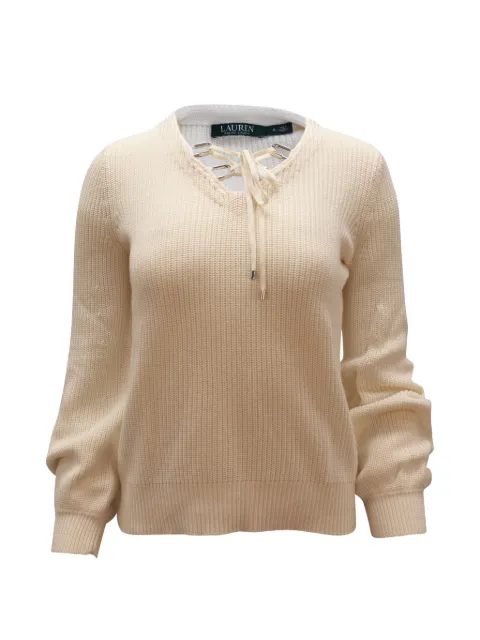 Ralph Lauren Vintage Valayna lace-up sweater White NAPPUGBCL100713W