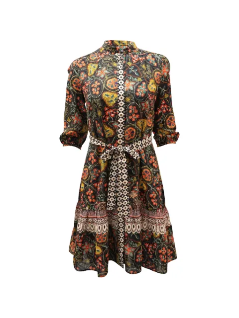 Saloni floral-print shirt dress Black NAPPUGBCL095139W