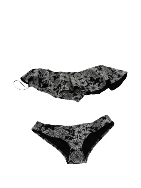 Lisa Marie Fernandez floral print one shoulder bikini Black NAPPUGBCL095967W