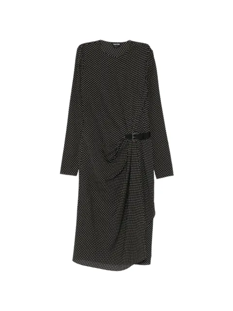 TOM FORD polka-dot belted midi dress Black AB3644FAP253