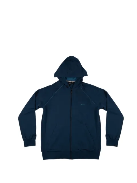 BOSS zip-up hoodie in stretch cotton with embroidered logo Blue 50515313