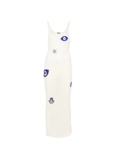Leslie Amon bead-embellished knit midi dress Neutrals HS26015