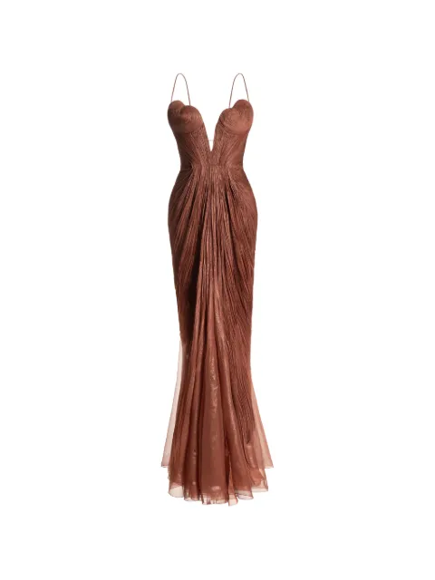 Maria Lucia Hohan Cecilia V-neck gown maxi dress Brown PF006396