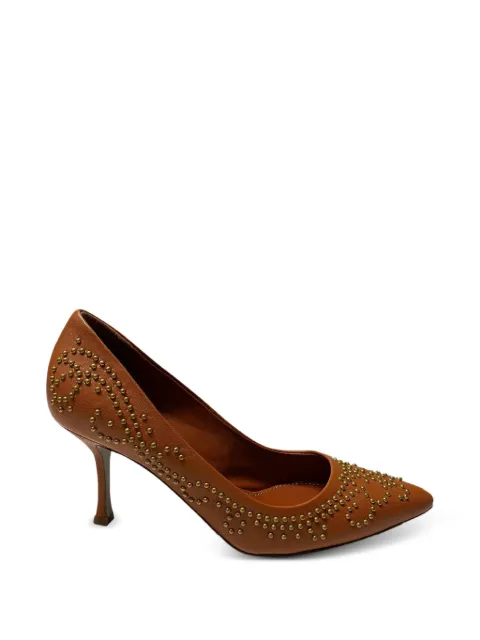 Sergio Rossi Vintage studded leather heels Brown NAPPUGBSH088736W