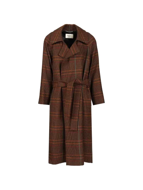 Saint Laurent plaid belted coat Brown 848880PCEXY2M56