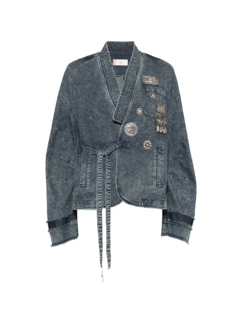 HUI MILANO embellished denim jacket Blue HW21GD3584NAVYBLUE