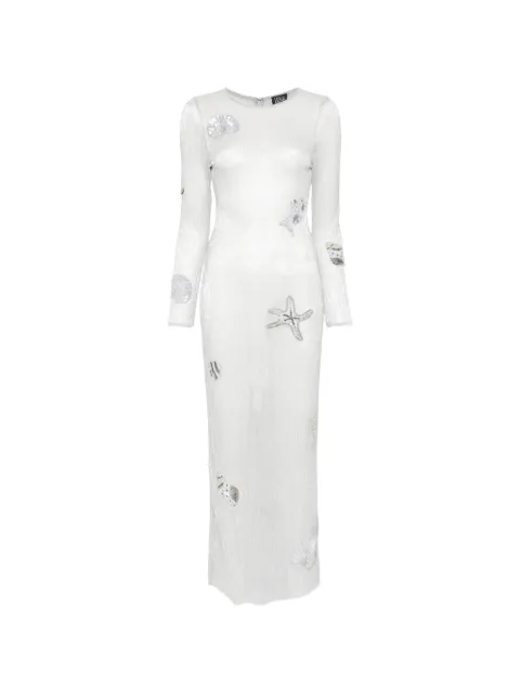 Leslie Amon Sea shell-patch maxi dress Grey HS26009
