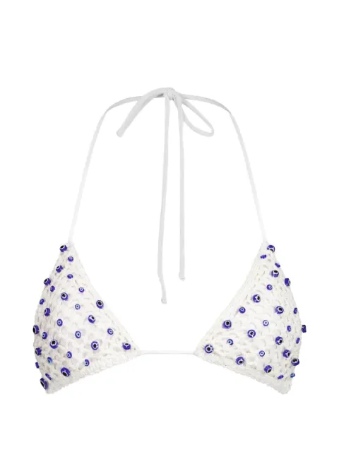 Leslie Amon Evil Eye crochet bikini top White HS26034