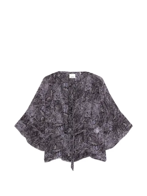 ISABEL MARANT Tekia abstract-print ruffled shirt Black HT0864FAD2J05I