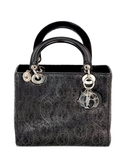 Christian Dior Pre-Owned medium Lady laced leather tote bag Black 49157970592055