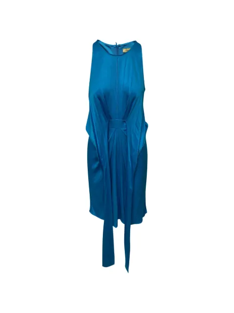 Issa draped-belt scoop-neck dress Blue HNPUGBCL062666W